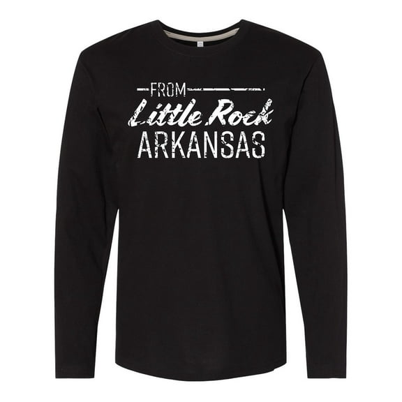 Inktastic From Little Rock Arkansas in White Distressed Text Long Sleeve T-Shirt