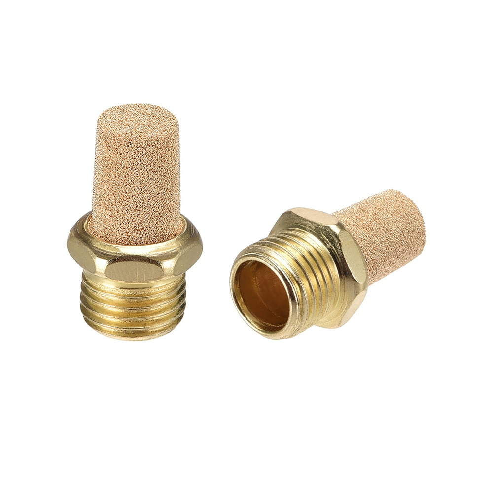 Brass Exhaust Muffler, 1/4" PT Male Thread 19/32" Hex Sintered Air