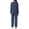 thumbnail image 3 of Womens Pajamas Sets Lace Trim Long Sleeve Button Down Sleepwear Elastic Waist Pant Loungewear with Pockets 2XL Dark Blue, 3 of 6
