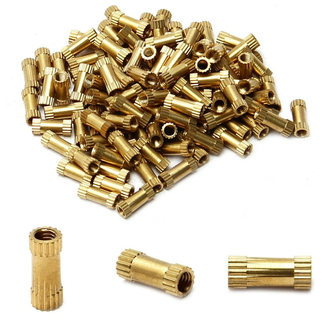 Wekity M3x10mm Female Thread Knurled Nuts,100PCS Hx4mm OD Brass Threaded Insert Embedment Nuts Hydraulic Welded Joint Injection Molding Assortment Kit for 3D Printing Injection Molding-0621