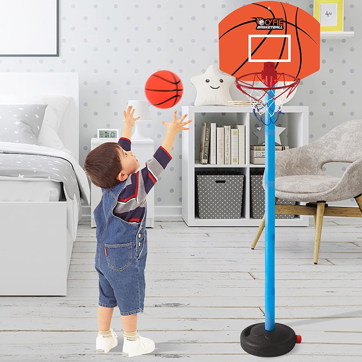 CYFIE Basketball Hoop Adjustable Height Basketball Toys Set for