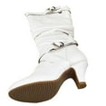 thumbnail image 5 of Top Moda Auto-2 Women's Mid Calf Buckle Strap PU Leather Kitten Heel Boots WHITE 6.5, 5 of 5