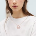 thumbnail image 4 of APSVO 18K Rose Gold Plated Love Heart Rose Necklaces for Women March Birthstone Necklace with Blue Aquamarine Birthday Graduation Jewelry Gifts Ideas Teen Her Mom Female Lady Adult Age Ideas, 4 of 8