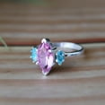 thumbnail image 6 of Pink Rose Quartz Ring, Sapphire Ring, 925 Silver Ring, Pink And Blue Ring, Statement Ri9ng, Minimalist Ring, Cocktail Ring, Sparkly Jewelry, 6 of 9