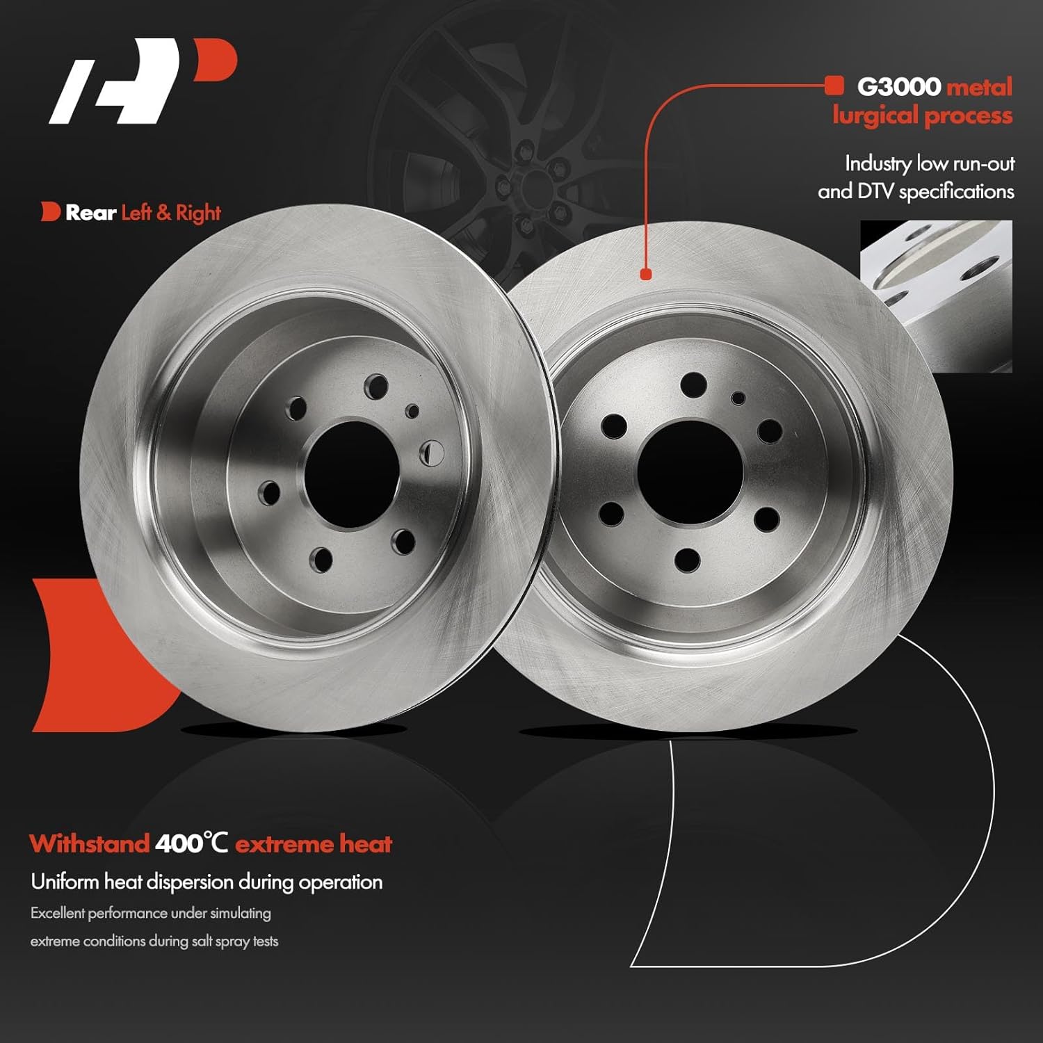 A-Premium 12.76 inch (324.2mm) Rear Vented Disc Brake Rotors Compatible with Select Chevrolet and GMC Models - Colorado, Canyon, 2015-2022, 2.5L 2.8L 3.6L, 2-PC Set