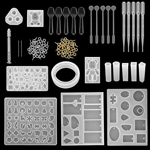 Silicone Casting Molds Sets Mixed Style UV Epoxy Resin Tools Molds for DIY Jewelry Making Kits Accessories Supplies,111PCS (Style 20)