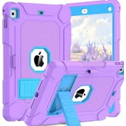 BMOUO Case for iPad 6th 5th Generation (9.7 inch, 2018/2017), Shockproof Protective iPad 9.7 Case with Built-in Stand/Pencil Holder for iPad 6th/5th Gen, Air 2, Purple+Blue