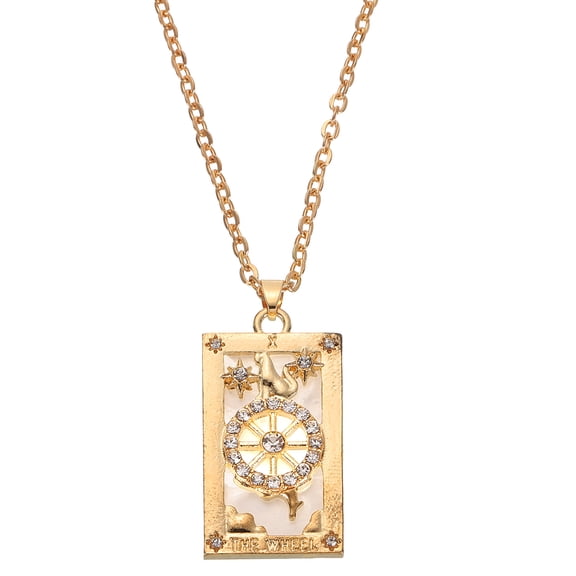 Tarot Card Necklace, Alloy Tarot Astrolabe Necklaces, Gold
