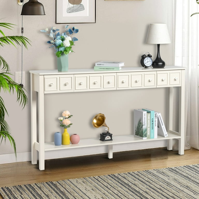 Ivory console 2024 table with drawers