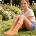 thumbnail image 4 of ZACPNCV 5 Pair Girls Ruffle Socks Cute Frilly Crew Socks for Toddler Kids Breathable Ribbed Knit Ankle Socks School Uniform Socks A-Pink, 4 of 6