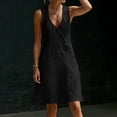 thumbnail image 7 of Shihyeh Summer Maxi Dresses for Women 2026 Linen V Neck Sleeveless Beach Sundress Button Casual Loose Dress with Pockets, 7 of 7