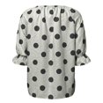 thumbnail image 6 of Sillenn Women's Polka Dot Blouse Tie V Neck Ruffle Cuff 3/4 Sleeve Casual Loose Fit Summer Shirts Lightweight Vintage Office Dressy Casual Tops Trendy Elegant Vacation Basic Polka Dot Tops Grey L, 6 of 9