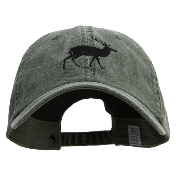 Christmas Deer Logo Embroidered Big Size Washed Pigment Dyed Cap - Olive XL-3XL