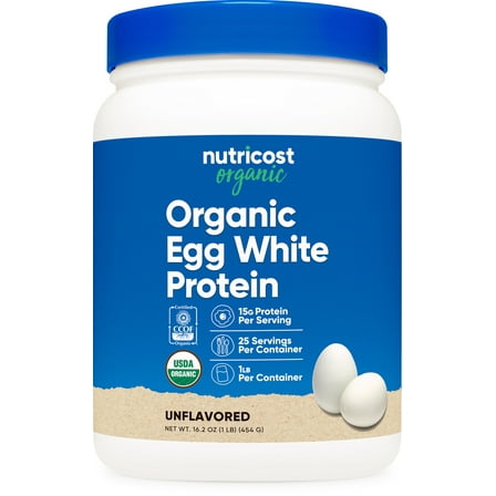 Nutricost Organic Egg White Protien Powder (1LB) 25 Servings Per Container - GMO-Free, Gluten-Free