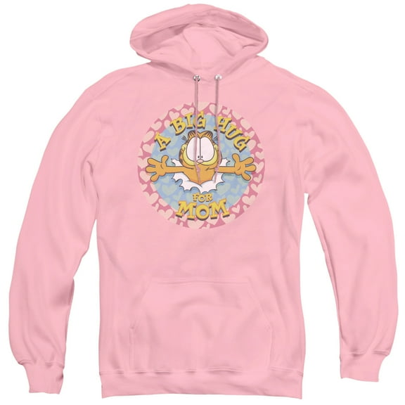 Garfield A Big Hug For Mom Adult Pullover Hoodie Sweatshirt Pink