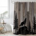 thumbnail image 2 of 54x78 Inch Shower Curtain Decorative Wild Wolf Bathtub Bath Curtains Fabric Waterproof Bathroom Decor, Farmhouse Forest Trees Wood Grain Brown Small Stall Shower Curtain Set with 12 Hooks, 2 of 7