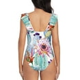 thumbnail image 6 of Yiaed Cactus Print Women's Ruffled One Piece Swimsuit V Neck Swimwear Slimming Monokini for Woman-Small, 6 of 8