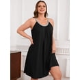 thumbnail image 5 of SHOWMALL Sleeveless Nightgowns for Plus Women Sleepwear Wide Strap Sleep Shirt Pleated Scoopneck Lounge Dress with PocketsBlack 4X, 5 of 7