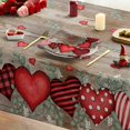 thumbnail image 4 of Valentine''s Day Tablecloth 60×60 Inch Square, Love Hearts Eucalyptus Wood-Colored Washable Table Cover for Party Picnic Dinner Decor, 4 of 6