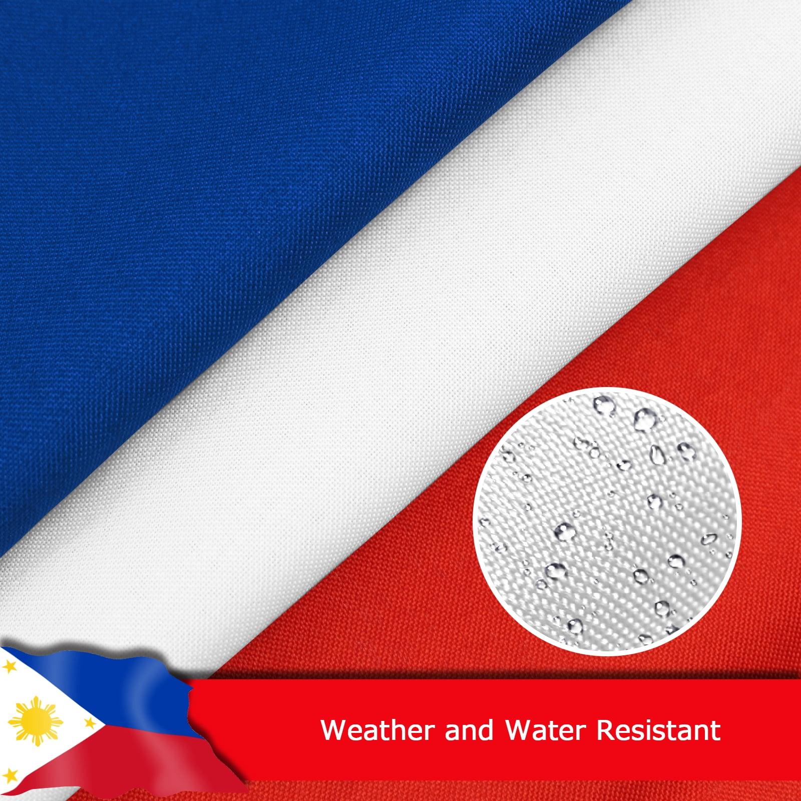 Philippines Filipino Flag, 400D Heavy Duty Polyester, Double-Sided Printing, Quadruple Stitched Fly Hem, Fade Resistant, 2 Brass Grommets, National Flag of Philippines for Home Outdoor