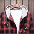thumbnail image 2 of Lavnis Men Hooded Jacket Button Up Coat Shirt with Long Sleeves Sweatshirts Pullover Casual Wear Red L, 2 of 4