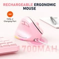 thumbnail image 6 of Meetion Office Left-Handed Vertical Ergonomic Design Optical Wireless Dual Mode Mouse with USB-C Fast Charging Cable, Pink, 6 of 9