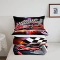 thumbnail image 4 of Speed Sports Car Comforter Set Extreme Sports Bedding Set Decor Red Comforter Microfiber Checkerboard Quilt Set Bedroom Bedclothes, 4 of 6
