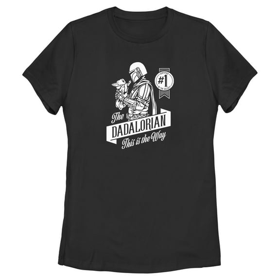 Women's Star Wars: The Mandalorian Grogu and Din Djarin The Dadalorian This is the Way Graphic Tee Black 2X Large