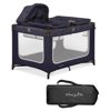 Dream On Me Emily Rose Deluxe Playard with Changing Tray and Infant Bassinet | with Canopy | Waterproof Fabric | with Changing Station | JPMA Certified | Lightweight In In Galaxy Blue