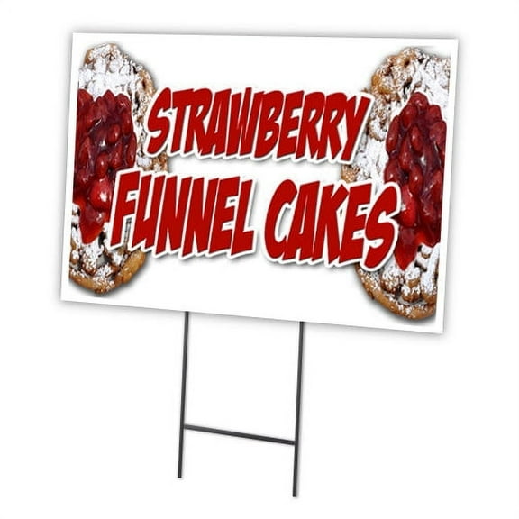 SignMission C-2436 Strawberry Funnel Cake 24 x 36 in. Yard Sign & Stake - Strawberry Funnel Cake