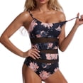 thumbnail image 3 of Traje de baño de una pieza para mujer Costuras de malla Ropa de baño de moda Ligero Transpirable Elástico Lavable a máquina Traje de baño Patrón de flores M, 3 of 6