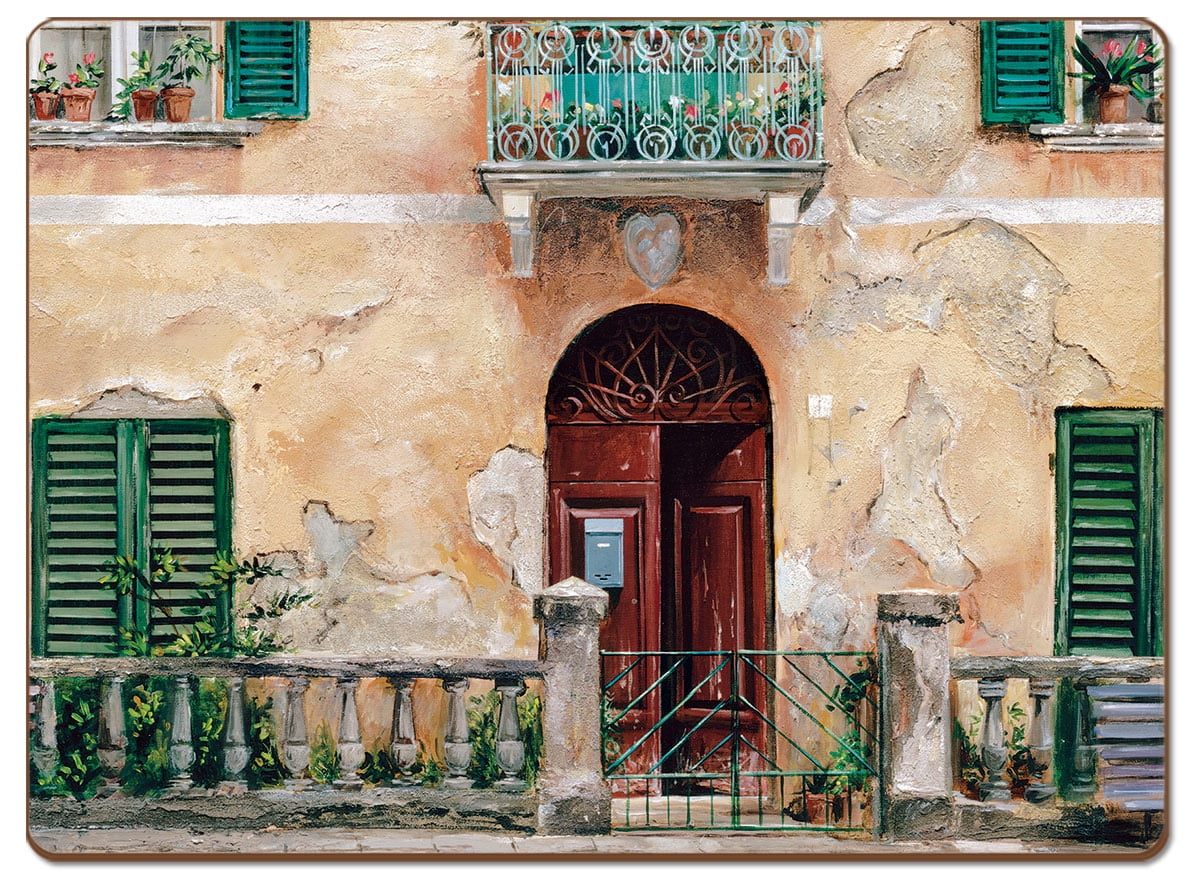 Cala Home "Tuscan Doorways" Assorted Image Hardboard Tabletop Placemats 4-Pack