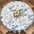 thumbnail image 2 of Farm Dark Blue Leaves Round Tablecloth 54 inches Country Style Plant Leaf Floral Rustic Waterproof Oil-Proof Table Cloth Round Table Cover for Holiday Party Picnic Dinner Decor Indoor and Outdoor Use, 2 of 9