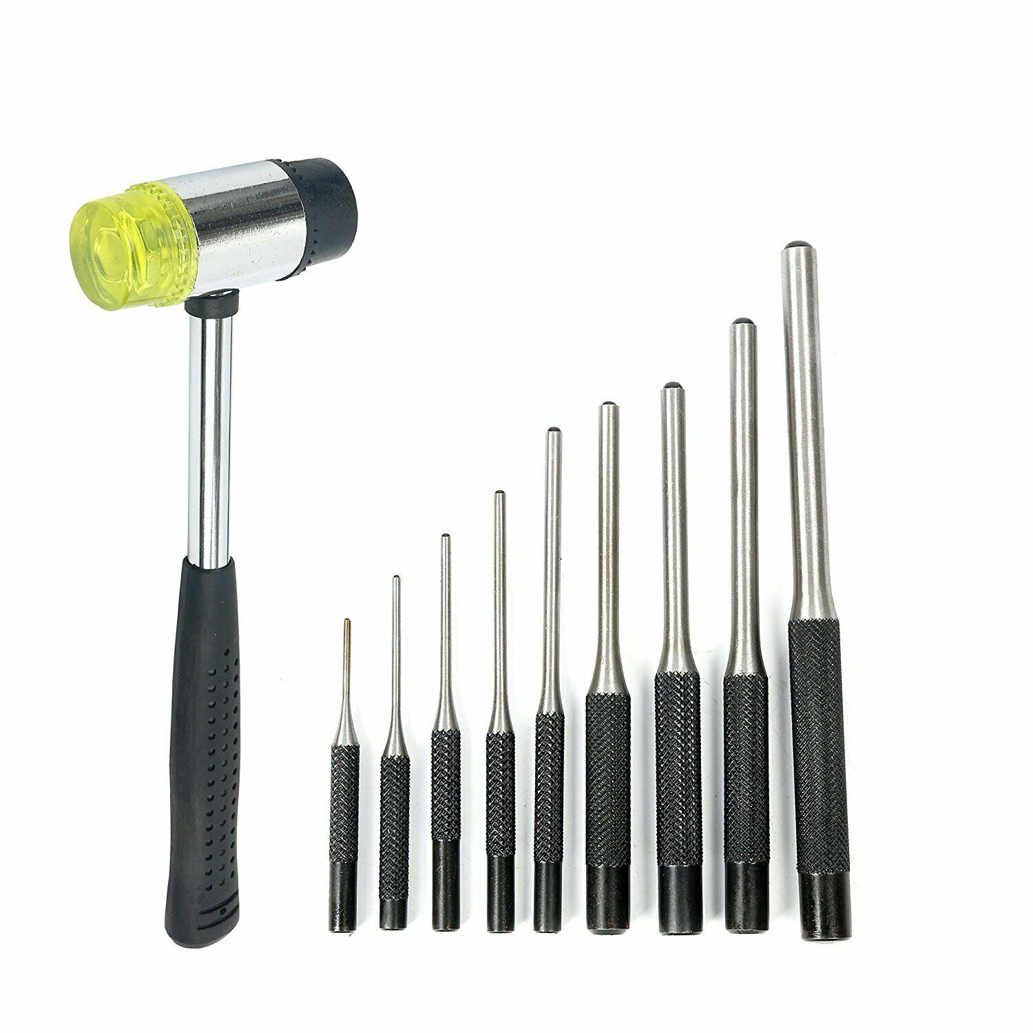 Hand Pin Remover Tool for Jewelers with 9 Roll Pin Punches 1 Double-End Hammer