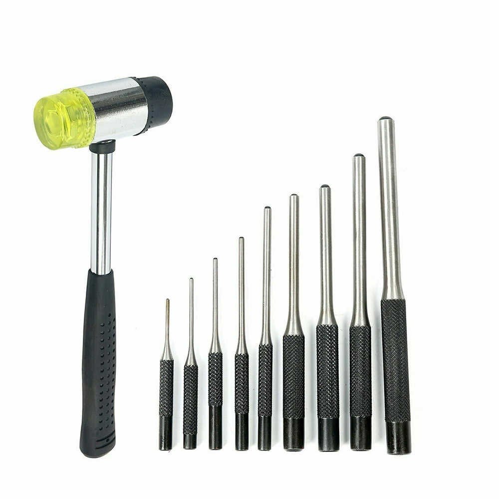 9Pcs Roll Pin Punch Set with Hammer Jewelry Automotive Repair Remover