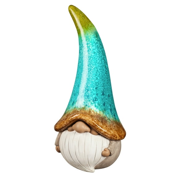 Evergreen 24.75"H Gnome with Blue Glaze Garden Statuary, 24.8'' x 7.3'' x 7.3'' inches