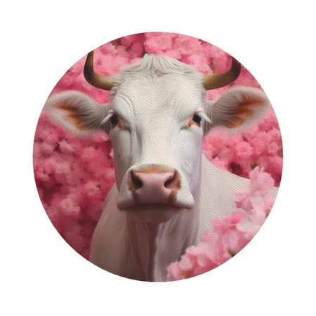

Disketp Flower White Cow Funny Coasters 6 Pcs Leather Coasters with Holder Perfect Housewarming Hostess Gifts Protect Furniture from Water Marks Scratch and Damage