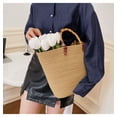 thumbnail image 4 of Xiao Hua Bolso de hombro tejido para mujer, bolso de mano tejido y neceser, elegante bolso de mano tejido para playa y verano, 44 x 9 x 28 cm (C), 4 of 5