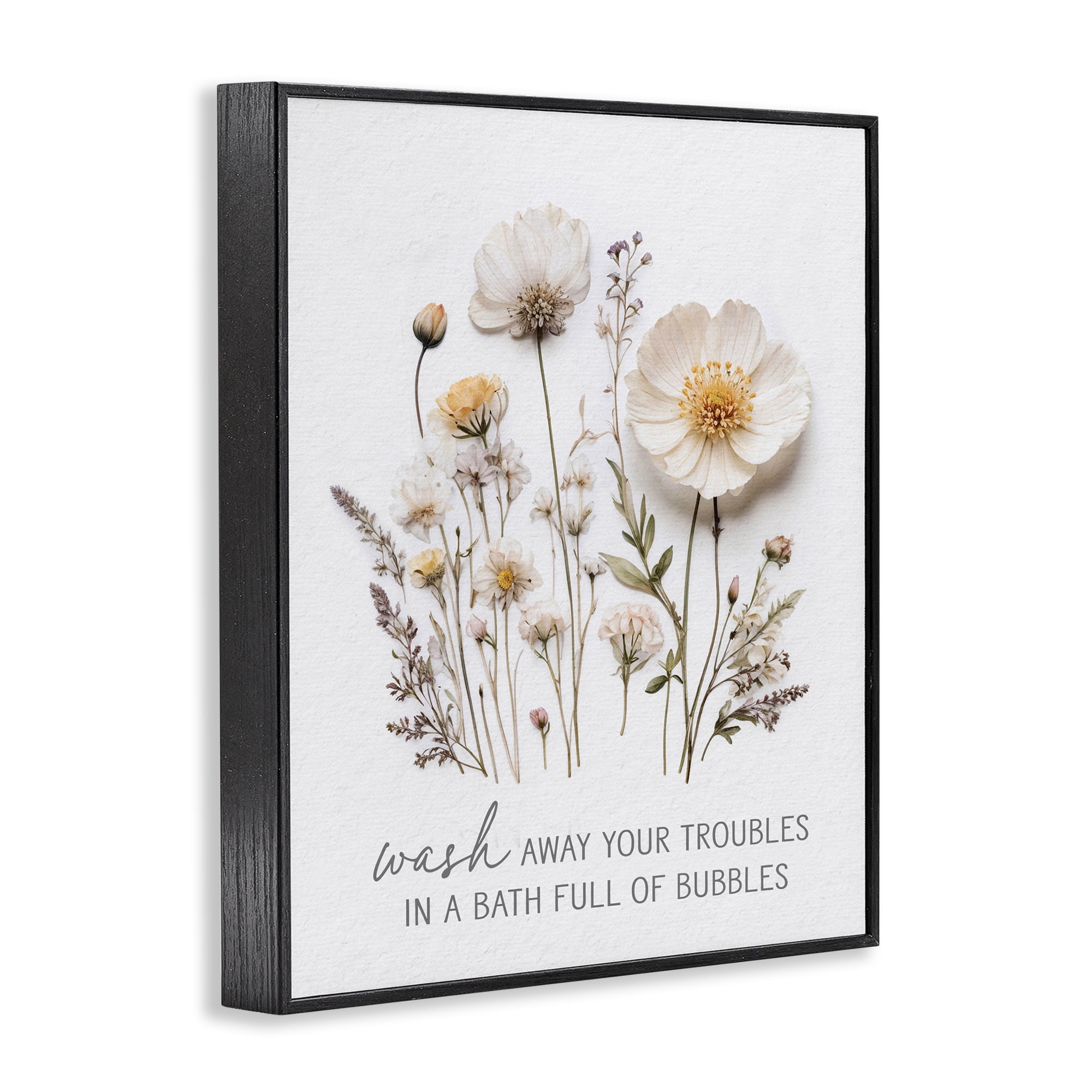 Pressed Flowers Wash Away Troubles Black Framed Giclee Art, design by Lettered and Lined