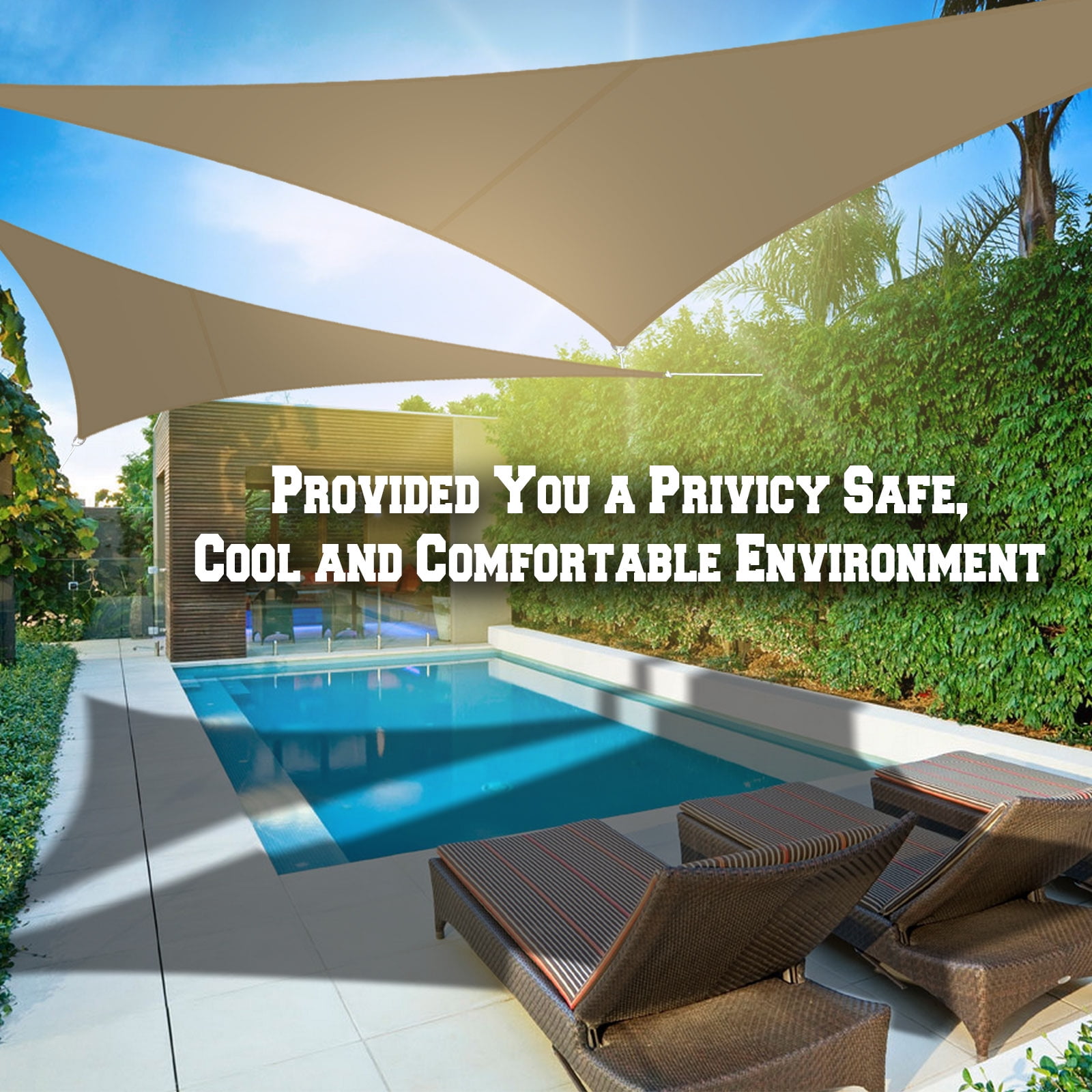 Sunrise Outdoor Sun Shade Sail 12'x12'x12' Triangle UV Top Cover Canopy - Beige