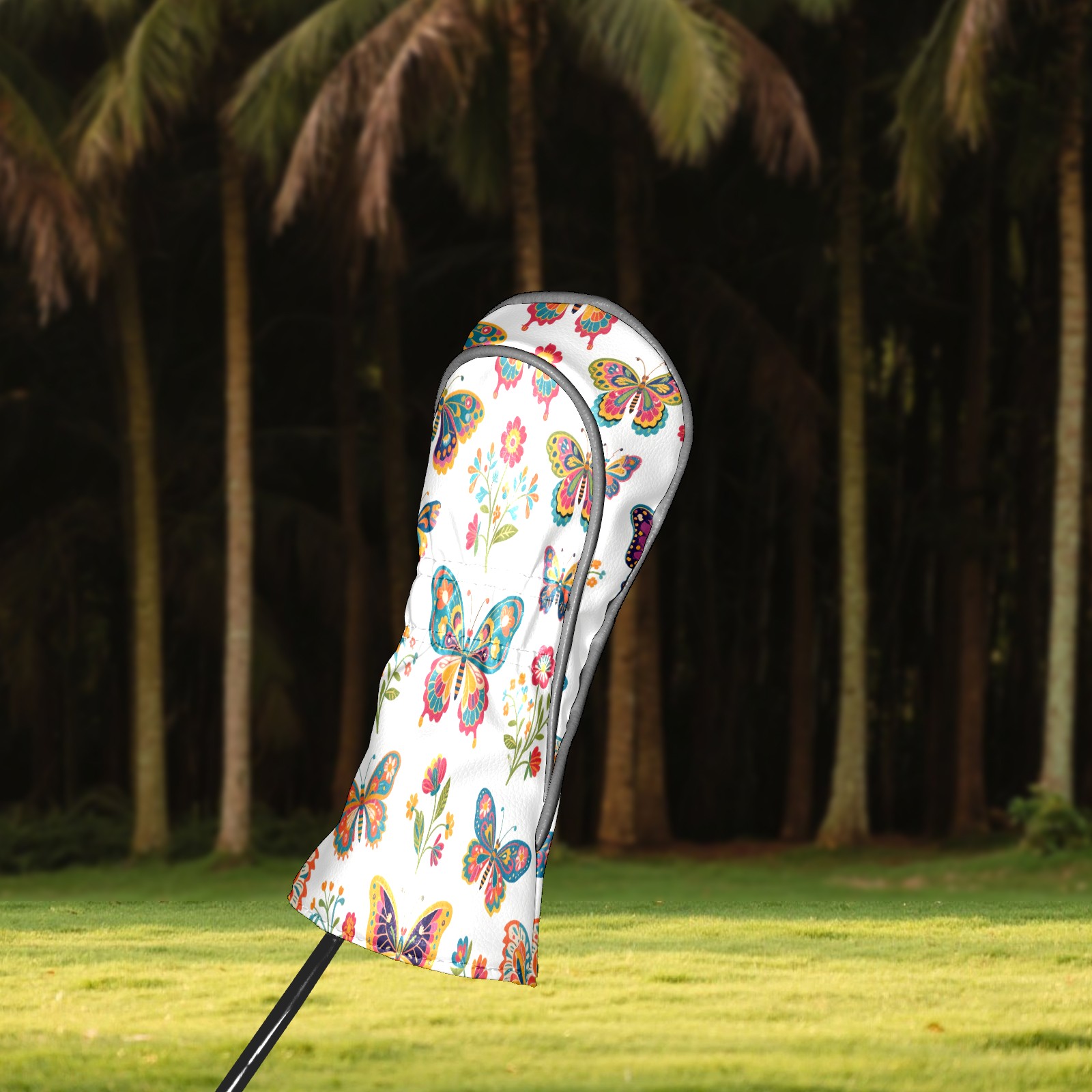 Golf Club Covers, Butterfly1 Premium PU Leather Driver Hybrid Putter Head Covers with Velvet Lining, Waterproof Golf Gifts for Men Women