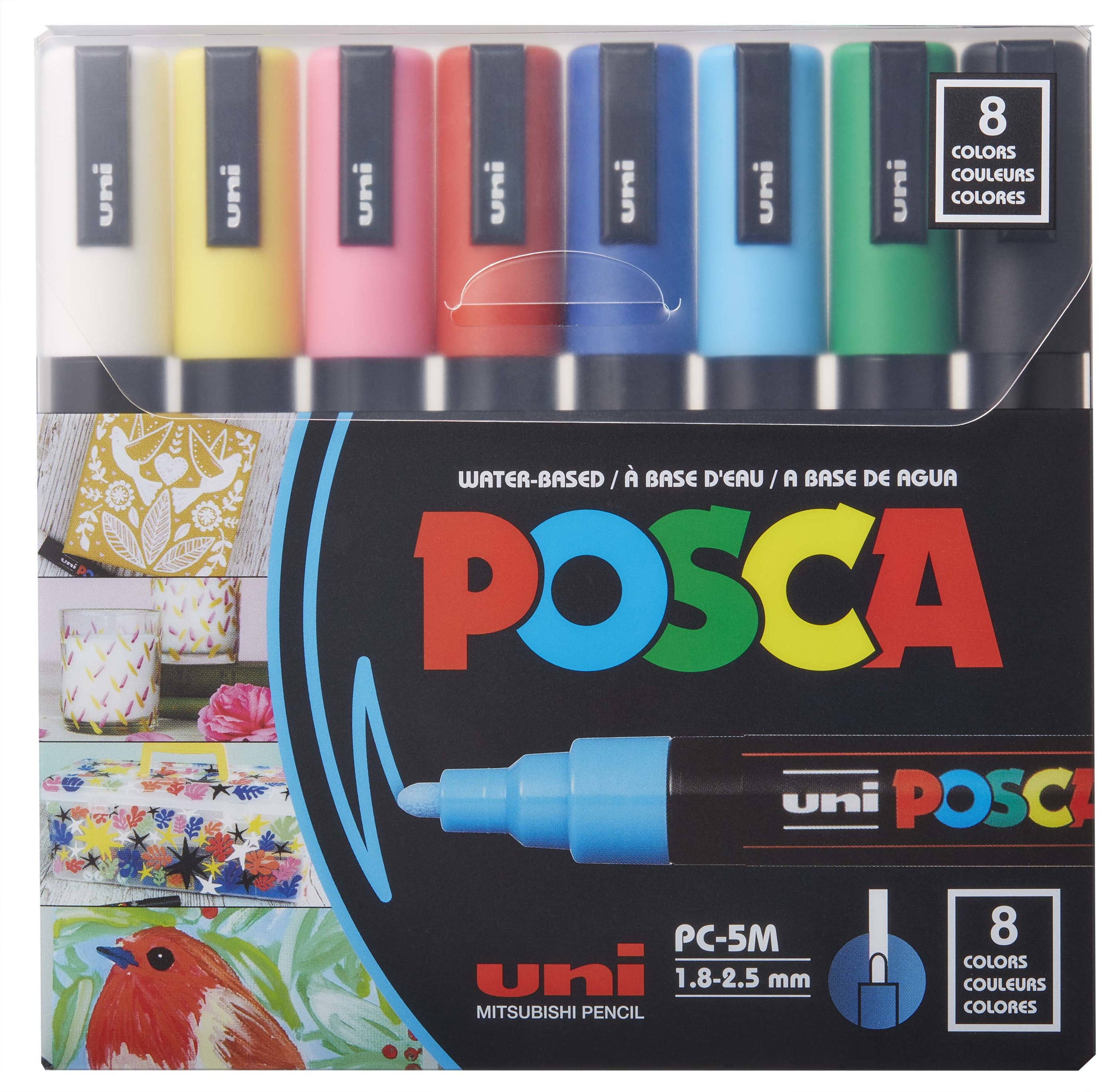Uni Posca PC-5M 8C Paint Marker Pen Medium Point Set of 8 From Japan 
