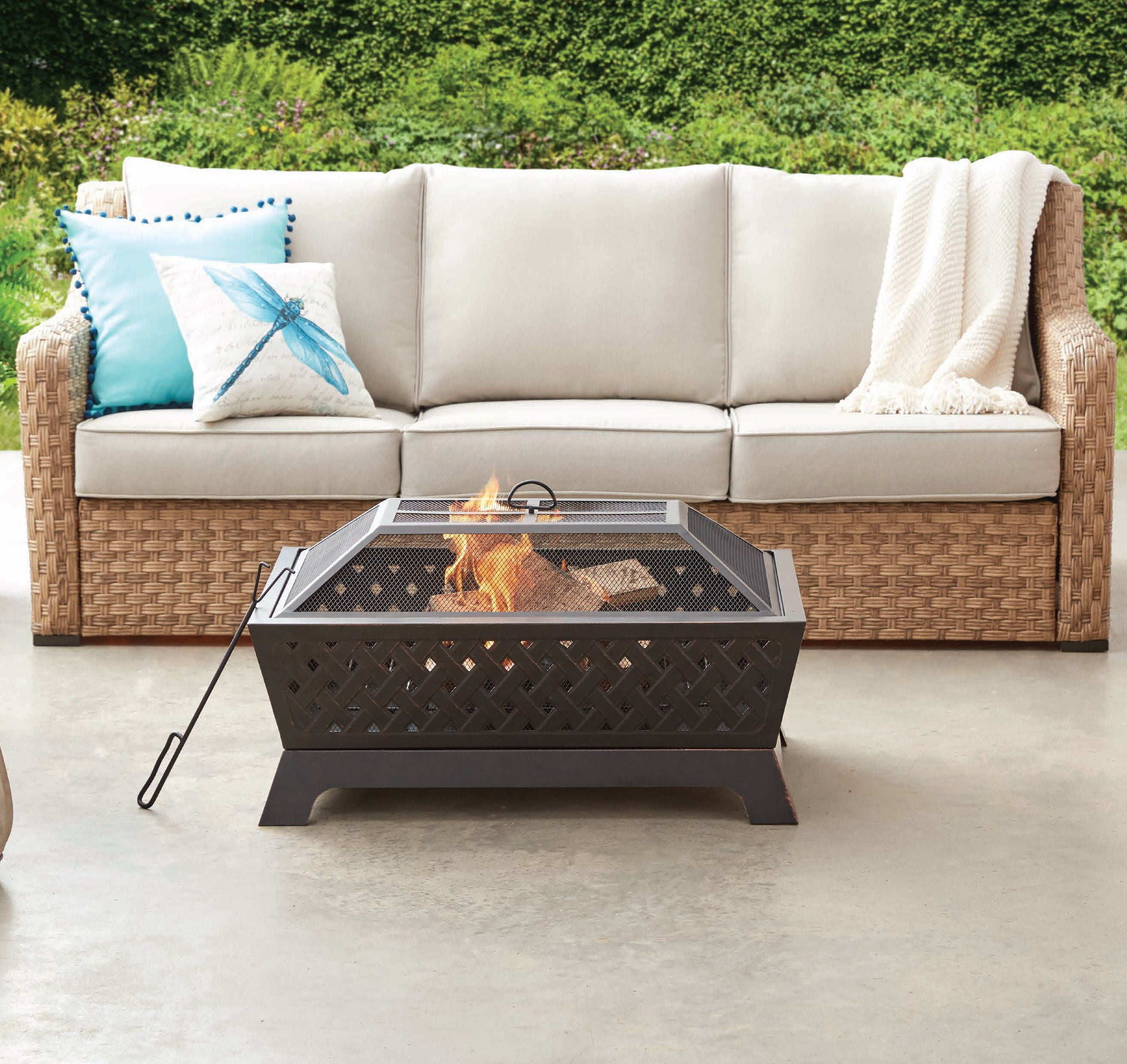 Basics 34-Inch Natural Stone Fire Pit with Copper Accents 