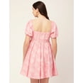 thumbnail image 2 of Moomaya Women Printed Flared Mini Dress Square Neck Puff Sleeves Cotton Short Dress, 2 of 8