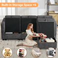 thumbnail image 2 of L Shaped Couch Set for Living Room, 4 Seat Storage Modular Sofa with Movable Ottoman, Chenille Dark Grey, 2 of 7