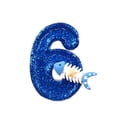 thumbnail image 1 of Goleeg Ocean-Themed Number Candles, Number 6 Blue Sparkle Birthday Candles with Fishbone and Starfish Designs, Nautical-Style Ocean-Themed Cake Decorations for Summer Beach and Pool Parties, 1 of 5