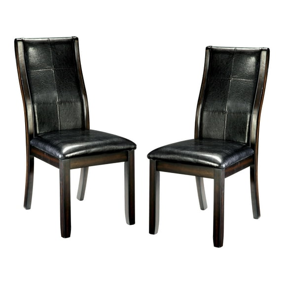 Furniture of America Egnew Faux Leather Padded Dining Chair in Black (Set of 2)
