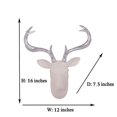 thumbnail image 2 of Animal Head Wall Decor, White Fake Furry/Felt/Velvety Resin Deer Head With Silver Antlers For Wall Decoration, Size 16" x 12" x 7.5", 2 of 3