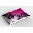 thumbnail image 2 of Ambesonne Shabby Flora Pillow Sham, Victorian Branch, 26" X 20", Magenta Black, 2 of 2