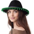 thumbnail image 5 of Hsqqdc Mexican Sombrero Hat with Pom Pom Edging, Felt Wide Brim Matador Hat for Party,Daily Use, 5 of 7